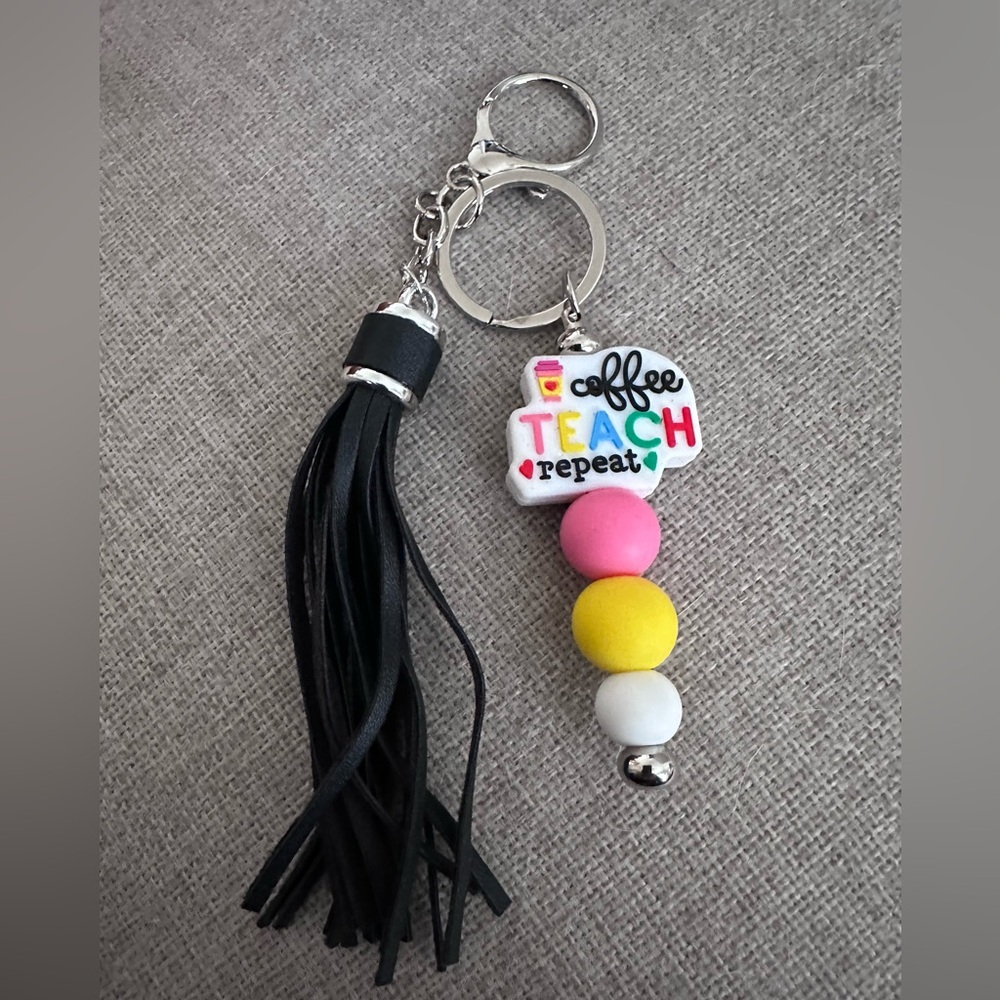 Teacher Colorful Beaded Keychain with Tassel